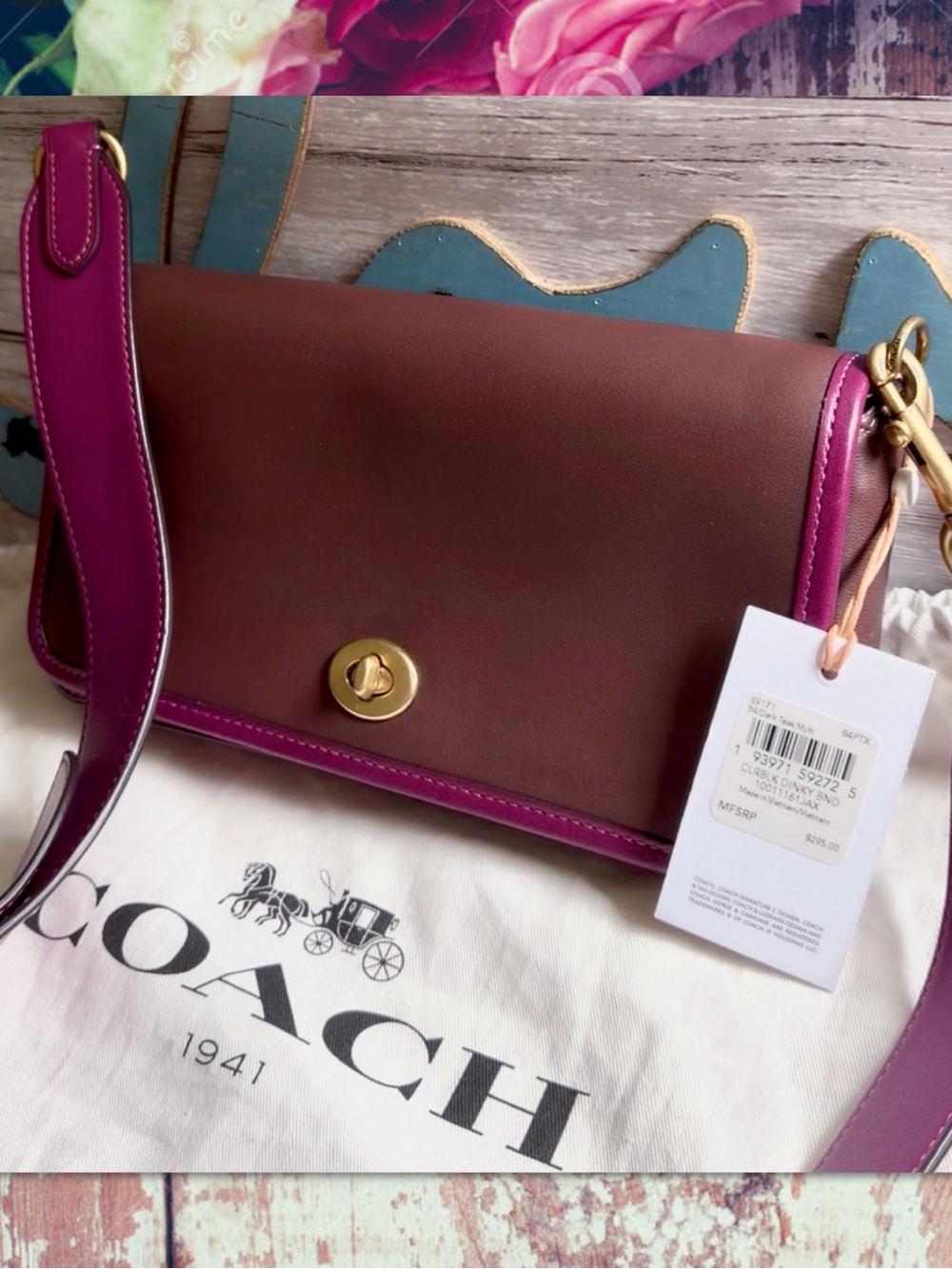 COACH COLORBLOCK DINKY DARK TEAK 89171 NWT - Picture 5 of 17